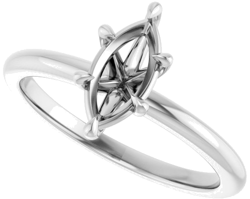 Sužadėtuvių Žiedas „Claw-Prong“ 14k white gold Marquise 9mm x 4.5mm (5)
