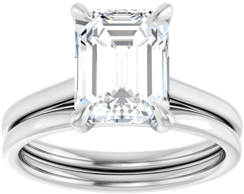 Platinum  9x7 mm Emerald Solitaire Engagement Ring Mounting (8)