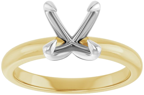 Sužadėtuvių Žiedas „Claw-Prong Solitaire“ 14k yellow/white gold Cushion 7mm (3)