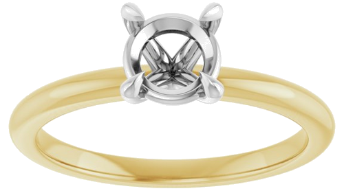 14K Yellow White 6 mm Round Solitaire Engagement Ring Mounting (3)