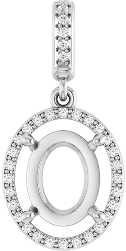 Pakabukas „Accented Halo-Style“ 14k white gold Oval 10mm x 8mm (1)