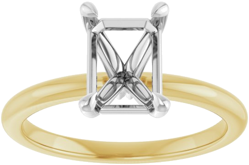 Sužadėtuvių Žiedas „Claw-Prong“ 14k yellow gold & platinum Emerald 8mm x 6mm (3)