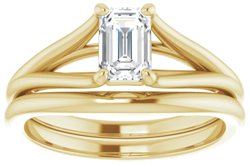 14K Yellow 6x4 mm Emerald Solitaire Engagement Ring Mounting (8)