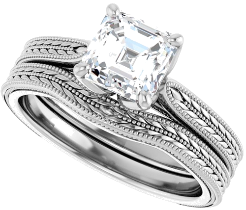 Sužadėtuvių Žiedas „Solitaire“ 14k white gold Asscher 6mm (10)