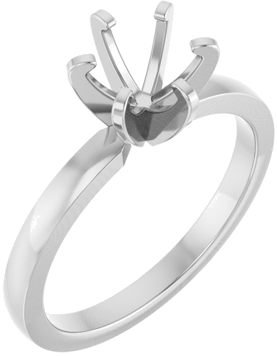 14K White 6-6.6 mm Round Solitaire Engagement Ring Mounting (1)