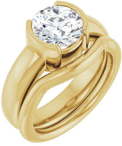 Sužadėtuvių Žiedas „Half-Bezel Solitaire“ 14k yellow gold Round 8mm (6)