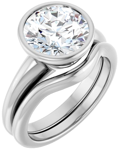 Sužadėtuvių Žiedas „Bezel-Set Solitaire“ 14k white gold Round 9.4mm (6)