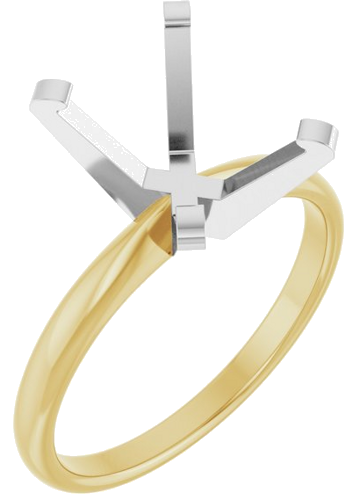 14K Yellow White 10x8 mm Emerald Solitaire Engagement Ring Mounting (1)