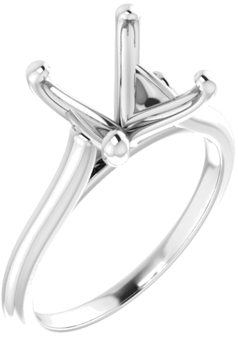 14K White 9 mm Cushion Solitaire Engagement Ring Mounting (1)