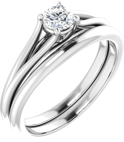 Sužadėtuvių Žiedas „Solitaire“ 14k white gold Round 4.1mm (6)