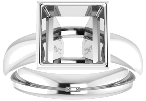 Sužadėtuvių Žiedas „Bezel-Set Solitaire“ 585 Baltojo Aukso Square 8mm (3)