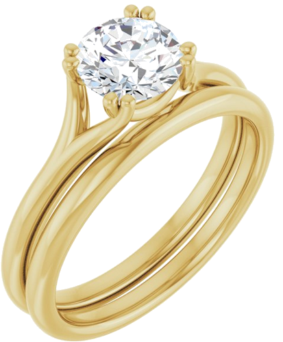 14K Yellow 6.5 mm Round Twin-Prong Woven Solitaire Engagement Ring (6)