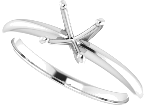 14K White  4.5x4.5 mm Square Solitaire Engagement Ring Mounting (5)