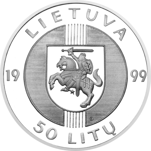 1999 Литва Балтийский путь 10 лет серебряная монета 50 литов PF 69 ULTRA CAMEO (4)