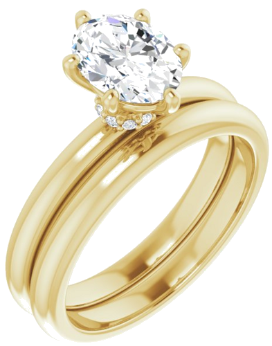 Sužadėtuvių Žiedas „Accented“ 14k yellow gold Oval 8mm x 6mm (7)