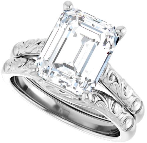 Sužadėtuvių Žiedas „Solitaire“ 14k white gold Emerald 10mm x 8mm (10)
