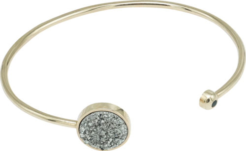 Gold bracelet with black diamond and quartz druzy ROCK&ROLL (1)