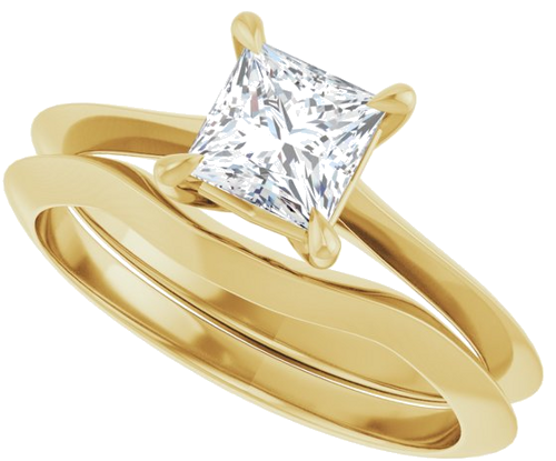 Sužadėtuvių Žiedas „Claw-Prong Solitaire“ 14k yellow gold Square 5mm (10)