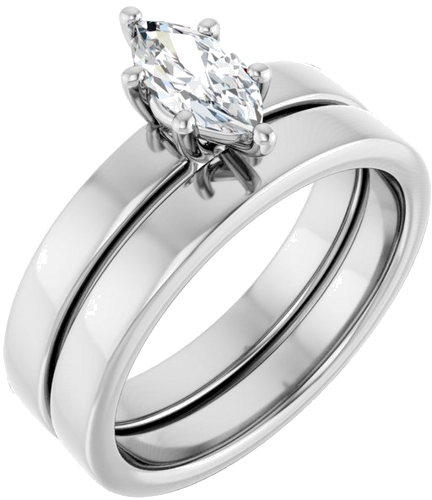 Sužadėtuvių Žiedas „Solitaire“ 14k white gold Marquise 8mm x 4mm (6)