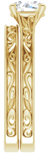 Sužadėtuvių Žiedas „Solitaire Scroll“ 14k yellow gold Round 6.5mm (9)