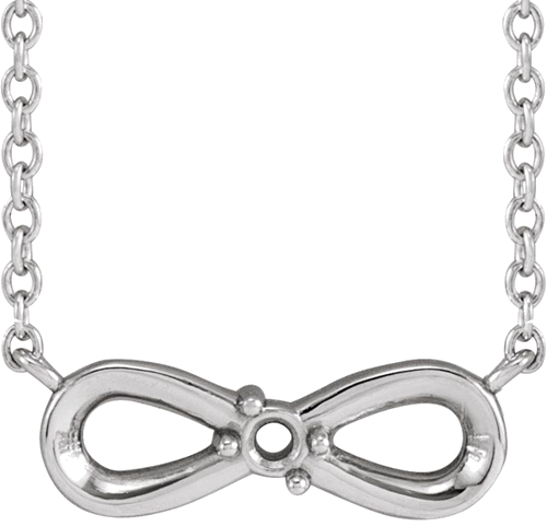 Sterling Silver 1-Stone Family Infinity 18  Necklace Mounting (1)