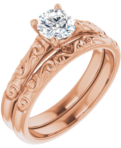 Sužadėtuvių Žiedas „Solitaire“ 10k rose gold Round 5.5mm (6)