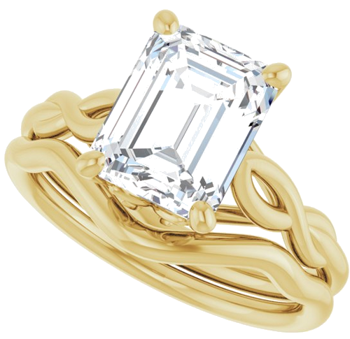 Sužadėtuvių Žiedas „Solitaire“ 585 Geltonojo Aukso Emerald 9mm x 7mm (10)