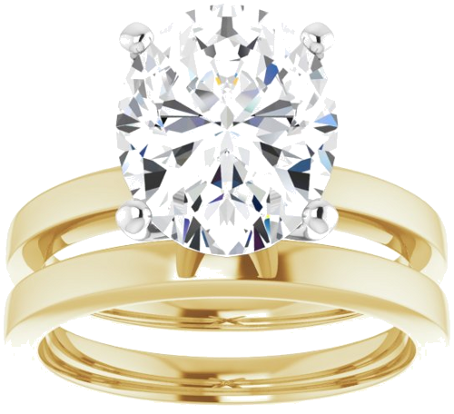 14K Yellow White 11x9 mm Oval Solitaire Engagement Ring Mounting (8)