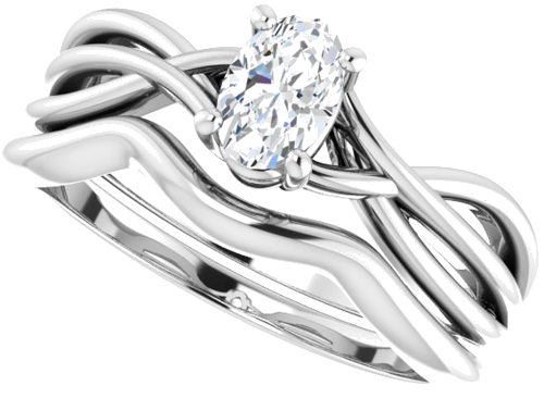 Sužadėtuvių Žiedas „Solitaire“ 14k white gold Oval 6mm x 4mm (10)