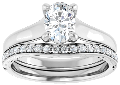 14K White 7x5 mm Oval Solitaire Engagement Ring Mounting (8)