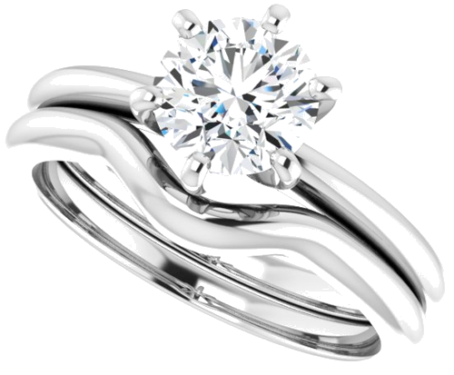 14K White  6.5 mm Round Solitaire Engagement Ring Mounting (10)