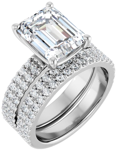 Sužadėtuvių Žiedas „Solitaire“ 14k white gold Emerald 10mm x 8mm (1)