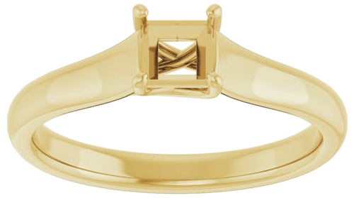 14K Yellow 4 mm Square Solitaire Engagement Ring Mounting (3)