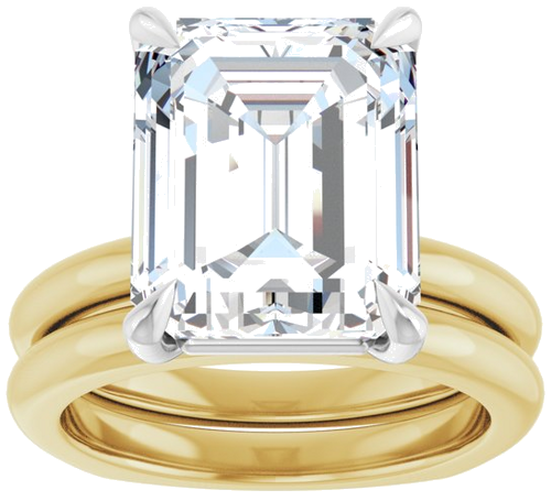 Sužadėtuvių Žiedas „Claw-Prong Euro Shank“ 14k yellow/white gold Emerald 12mm x 10mm (8)