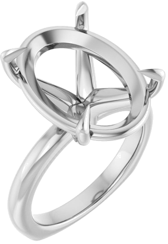 Sužadėtuvių Žiedas „Claw-Prong Euro Shank“ 14k white gold Oval 18mm x 13mm (1)