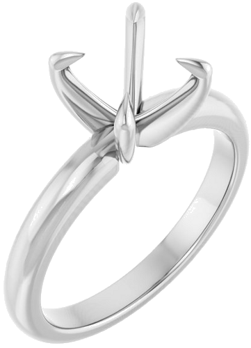 14K White 8 mm Round Solitaire Engagement Ring Mounting (1)