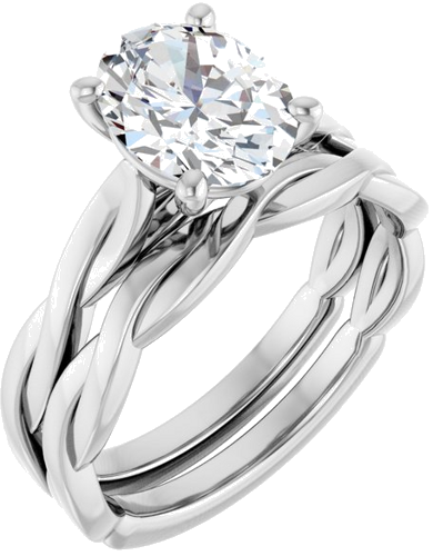 Sužadėtuvių Žiedas „Infinity-Inspired“ 10k white gold Oval 9mm x 7mm (6)
