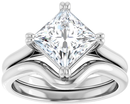 Sužadėtuvių Žiedas „Double Claw-Prong Solitaire“ 14k white gold Square 7mm (8)