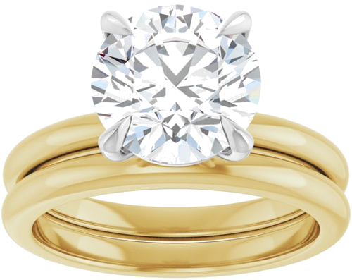 14K Yellow White 9 mm Round Solitaire Engagement Ring Mounting (8)