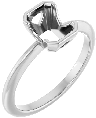 Sužadėtuvių Žiedas „Half-Bezel“ 14k white gold Emerald 7mm x 5mm (1)
