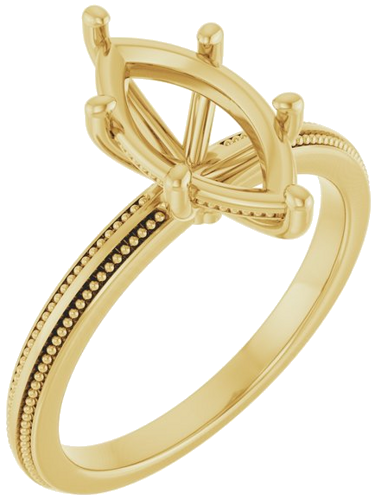 Sužadėtuvių Žiedas „Solitaire Milgrain“ 14k yellow gold Marquise 12mm x 6mm (1)