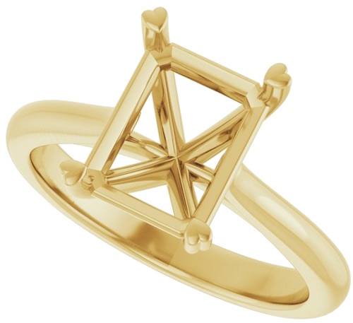 Sužadėtuvių Žiedas „Hearts on Top™“ 14k yellow gold Emerald 9mm x 7mm (5)