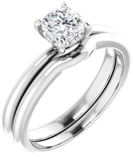 Sužadėtuvių Žiedas „Solitaire“ 585 Baltojo Aukso Cushion 5mm (6)