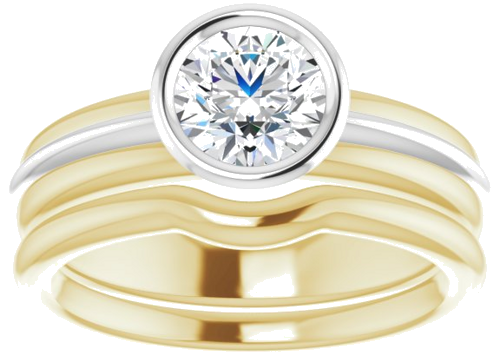 Sužadėtuvių Žiedas „Bezel-Set Solitaire“ 14k yellow/white gold Round 6mm (8)