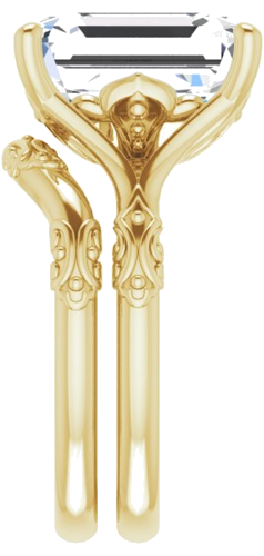 Sužadėtuvių Žiedas „Solitaire Sculptural“ 10k yellow gold Emerald 12mm x 10mm (9)