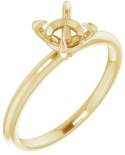 14K Yellow  6 mm Round Solitaire Engagement Ring Mounting (1)