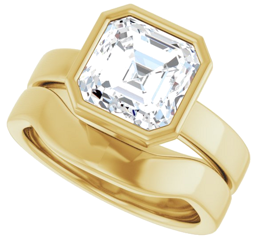 Sužadėtuvių Žiedas „Bezel-Set Solitaire“ 14k yellow gold Asscher 8mm (10)