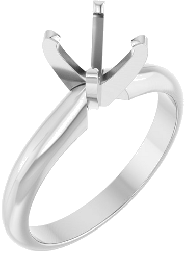 14K White 6-6.6 mm Round 4-Prong Heavy Solitaire Ring Mounting (1)