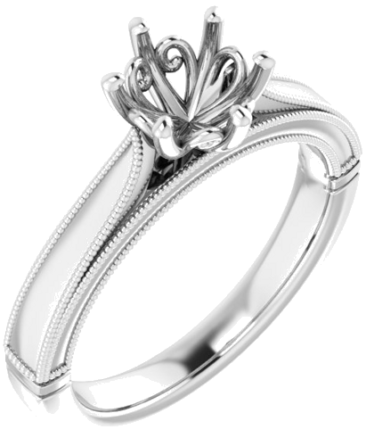 Sužadėtuvių Žiedas „Solitaire“ 585 Baltojo Aukso Round 6.5mm (1)