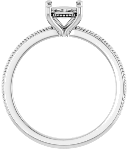 Sužadėtuvių Žiedas „Solitaire Milgrain“ 14k white gold Oval 8mm x 6mm (2)